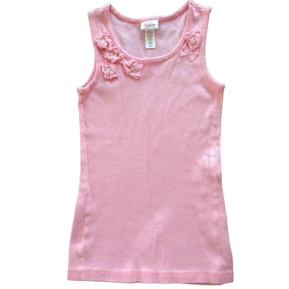 Girls JUSTICE Barbie Pink Flower Embellished Sleeveless Top Size 10 - Picture 1 of 1